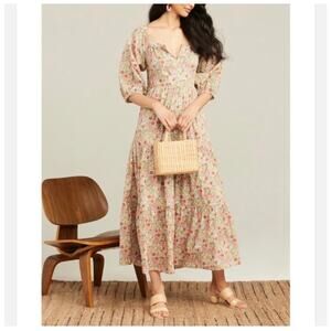 Roller Rabbit Liberty of London Agnese Elysian Floral Maxi Dress Puff Sleeve S